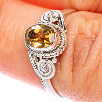 Faceted Citrine Dainty Ring Size 6.75 (925 Sterling Silver) R147135