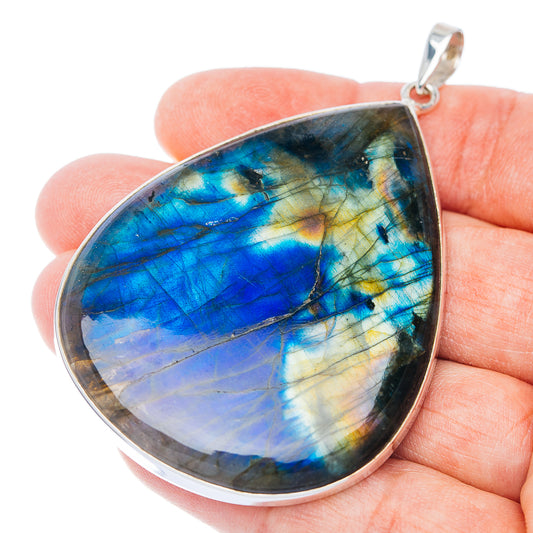 Huge Spectrolite Pendant 2 3/4" (.925 Sterling Silver)