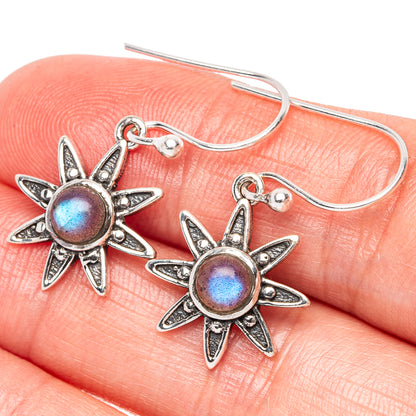 Labradorite Flower Dainty Earrings 1 1/4" (925 Sterling Silver) E2063