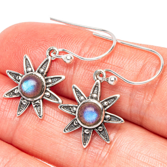 Labradorite Flower Dainty Earrings 1 1/4" (925 Sterling Silver) E2063