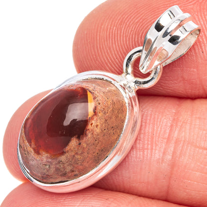 Mexican Fire Opal Pendant 1 1/8" (925 Sterling Silver) P40515