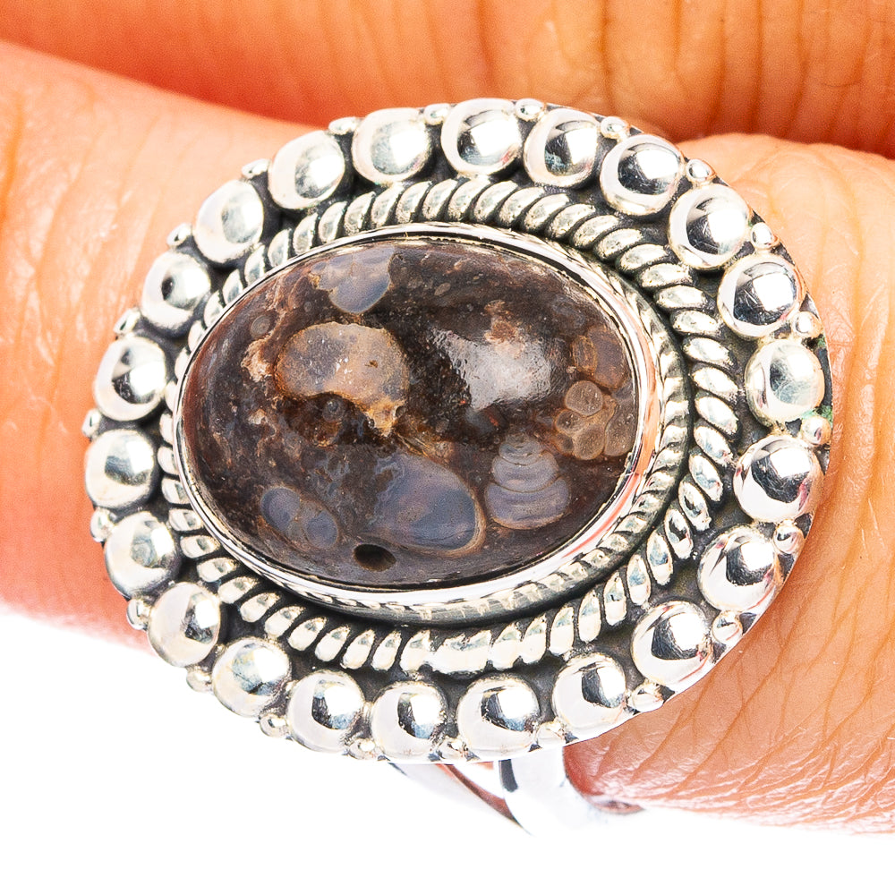 Turritella Agate 925 Sterling Silver Ring Size 8 (925 Sterling Silver) R6122