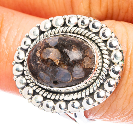 Turritella Agate 925 Sterling Silver Ring Size 8 (925 Sterling Silver) R6122