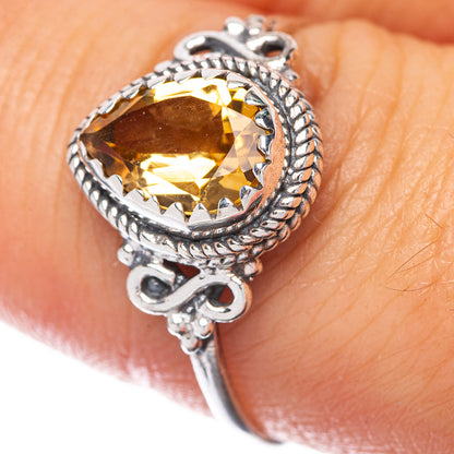 Faceted Citrine Dainty Ring Size 8.25 (925 Sterling Silver) R145173
