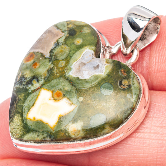 Rainforest Opal Heart Pendant 1 3/8" (925 Sterling Silver) P40923