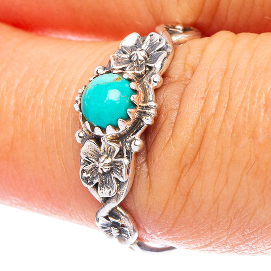 Value Arizona Turquoise Flower Ring Size 7.75 (925 Sterling Silver) R7251