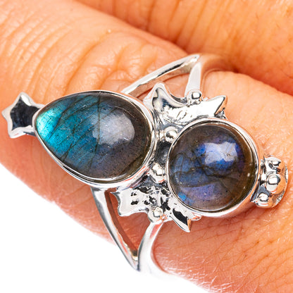 Premium Labradorite Moon Star 925 Sterling Silver Ring Size 8.75 Ana Co R3613