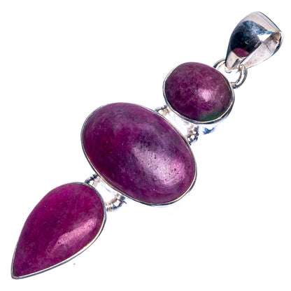 Ruby Zoisite 925 Sterling Silver Pendant 2 1/8"