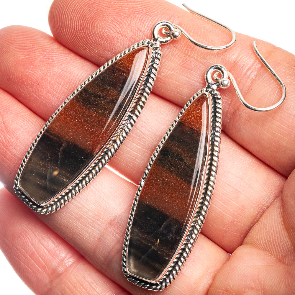 Botswana Agate 925 Sterling Silver Earrings 2 1/8"