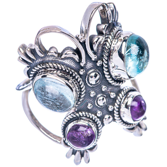Large Aquamarine, Amethyst Ring Size 9 (925 Sterling Silver) R144801