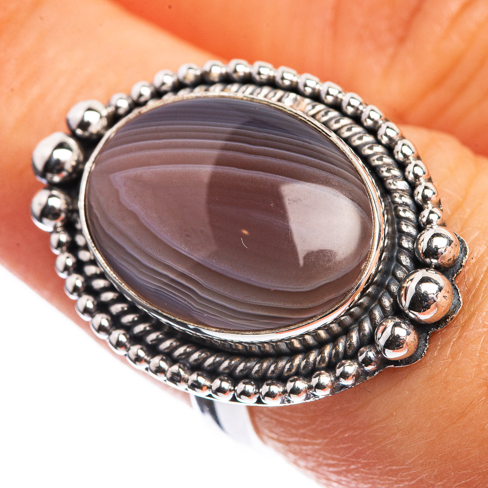 Botswana Agate 925 Sterling Silver Ring Size 7.25