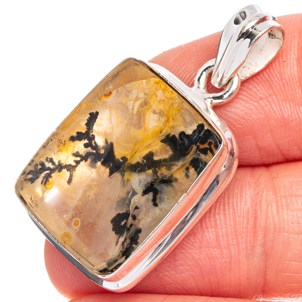 Scenic Dendritic Agate Pendant 1 3/8" (925 Sterling Silver) P40464