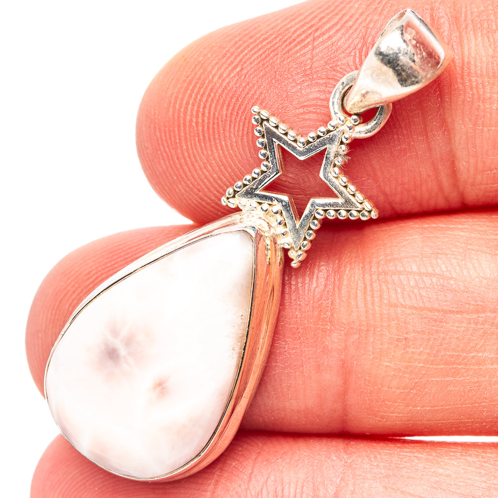 Pink Natrolite  Star Pendant 1 5/8" (.925 Sterling Silver)