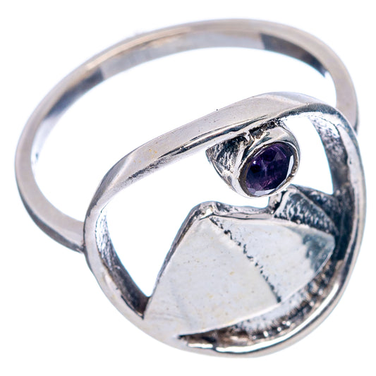 Sterling silver amethyst dainty ring with purple oval gemstone on side setting
