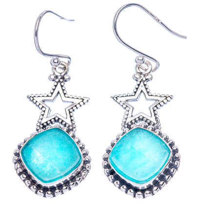 Amazonite Star Earrings 1 5/8" (925 Sterling Silver) E1365