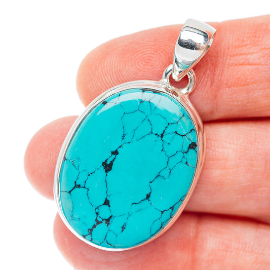 Premium Tibetan Turquoise Pendant 1 1/2" (.925 Sterling Silver)