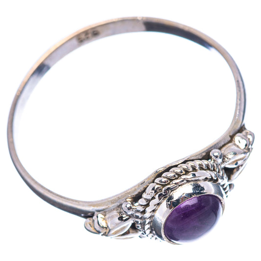 Sterling silver amethyst ring with oval purple gemstone, ornate split band