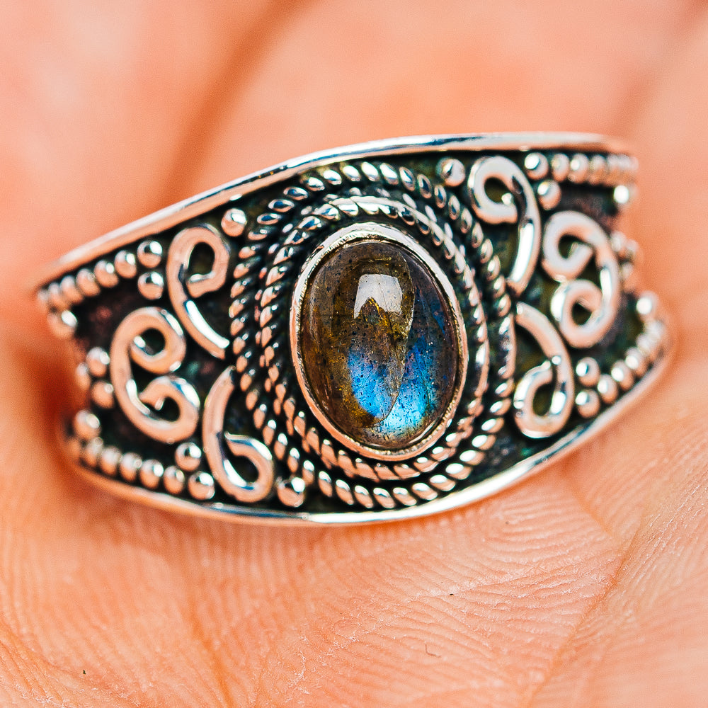Labradorite Cocktail Ring Size 8.25 (.925 Sterling Silver)