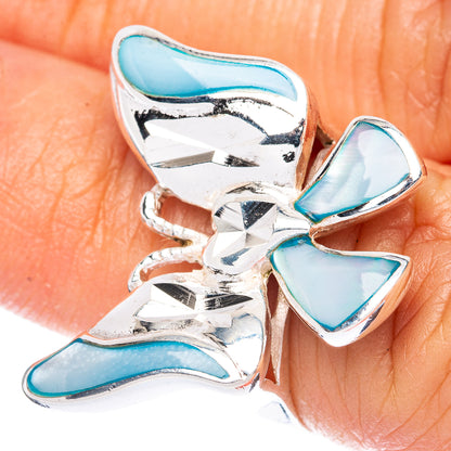 Mother Of Pearl Inlay Butterfly Ring Size 5.5 (925 Sterling Silver) R2846
