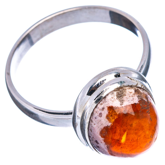Sterling silver fire opal ring, oval orange cabochon, size 11.25