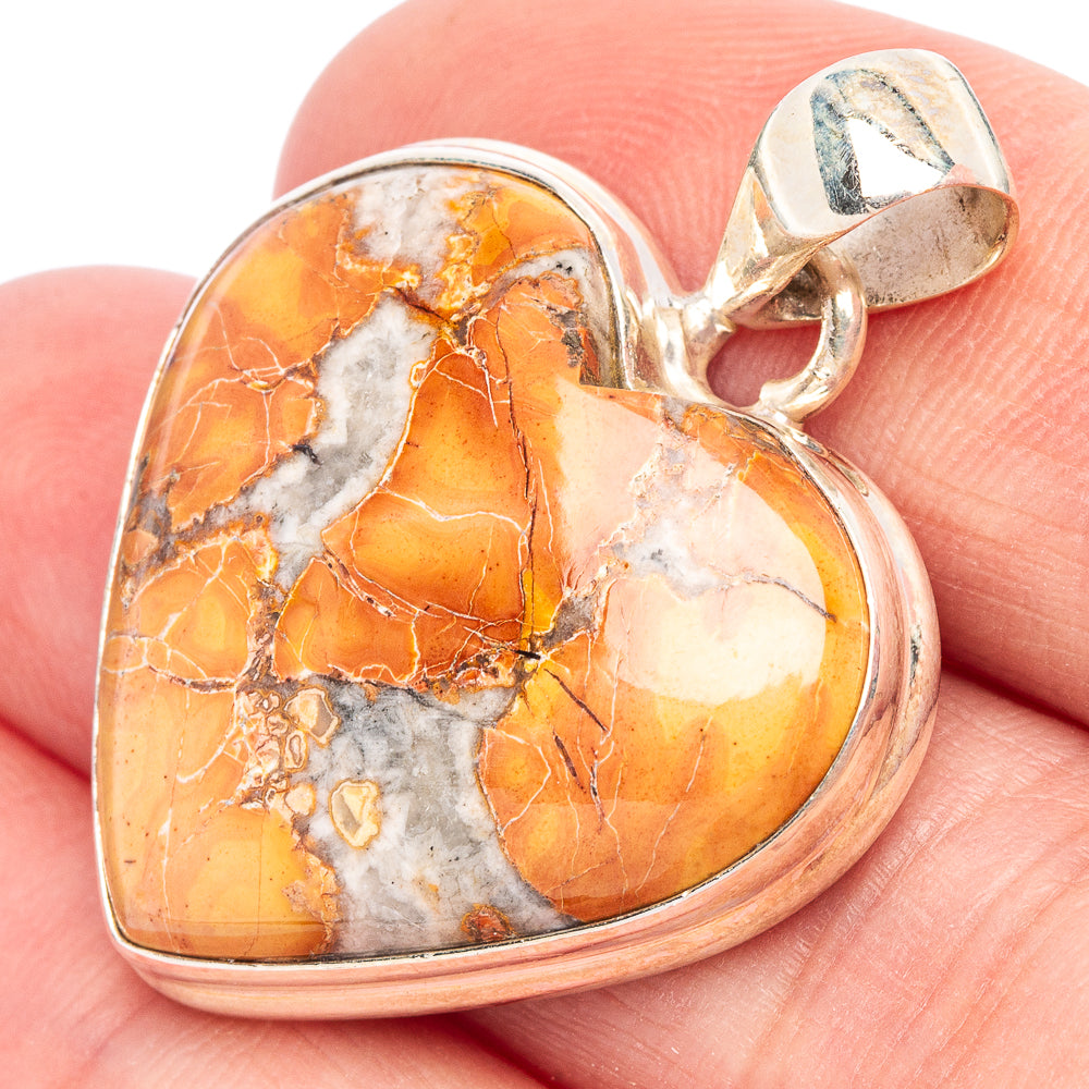 Maligano Jasper Heart Pendant 1 3/8" (925 Sterling Silver) P44463