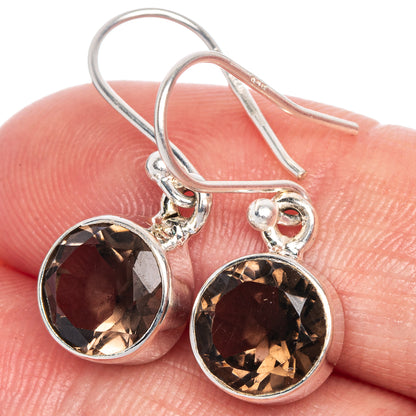 Smoky Quartz Earrings 1 1/8" (925 Sterling Silver) E1042