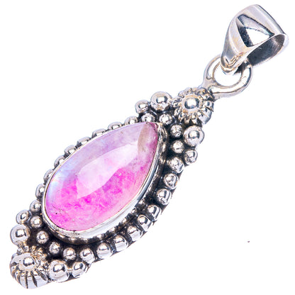 Pink Moonstone Pendant 1 3/8" (925 Sterling Silver) P42410