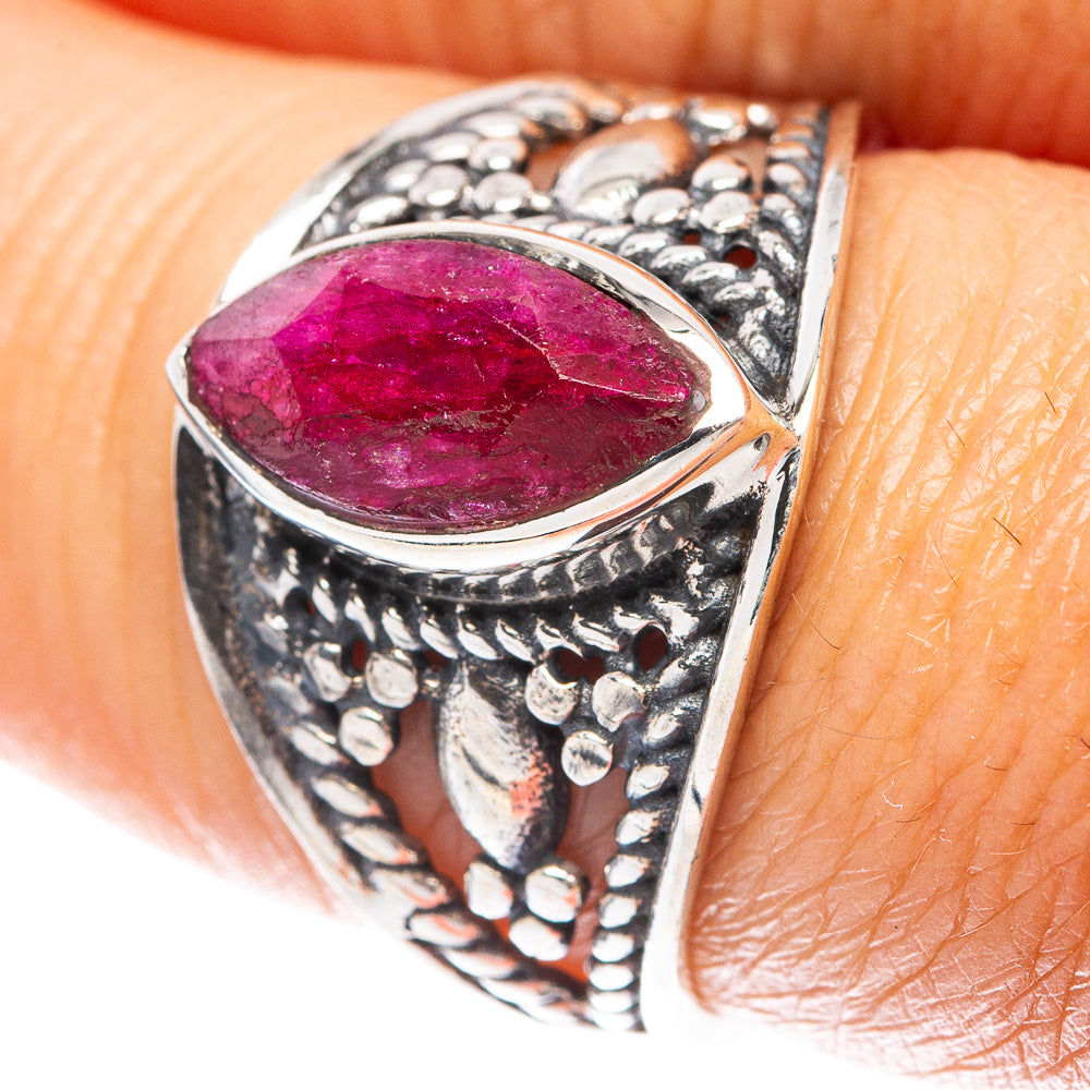 Red Sillimanite Dainty Ring Size 7.75 (925 Sterling Silver) R5949