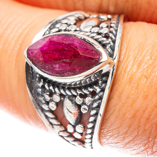 Red Sillimanite Dainty Ring Size 7.75 (925 Sterling Silver) R5949