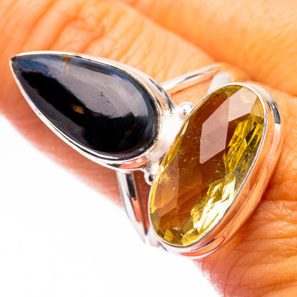 Large Lemon Quartz, Pietersite Ring Size 9.75 (925 Sterling Silver) R140643