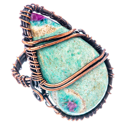Ruby Fuchsite Wire Wrap Ring Size 7 (Oxidized Copper)
