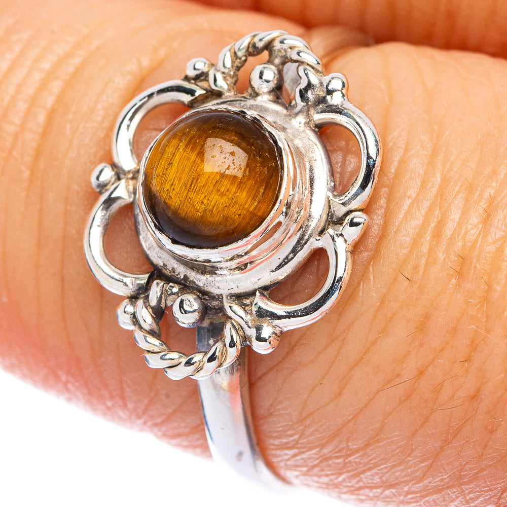 Tiger Eye Dainty Ring Size 7.75 (925 Sterling Silver) R145772