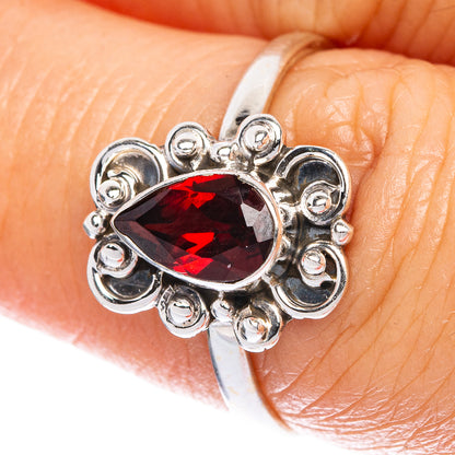 Garnet Dainty Ring Size 6.75 (925 Sterling Silver) R1023