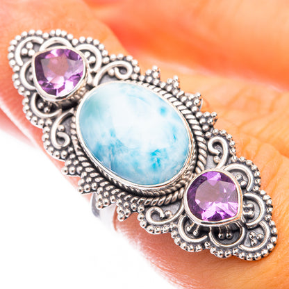 Large Larimar, Blue Topaz Ring Size 5.75 (925 Sterling Silver) R141668