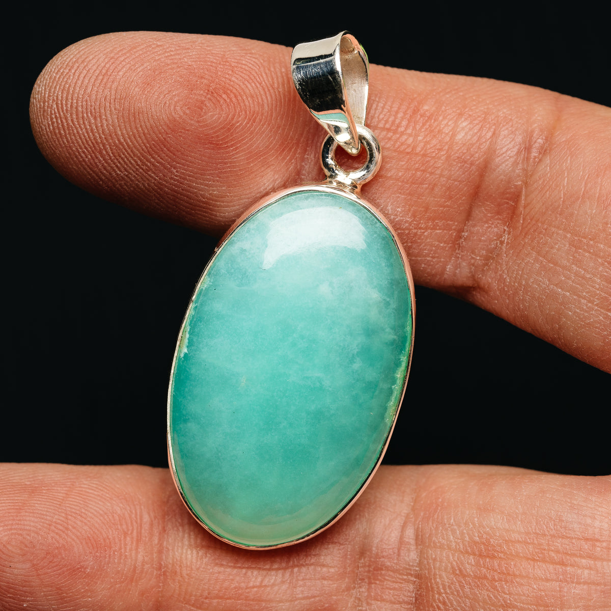 Premium Gemmy Chrysoprase Pendant 1 3/4" (.925 Sterling Silver)