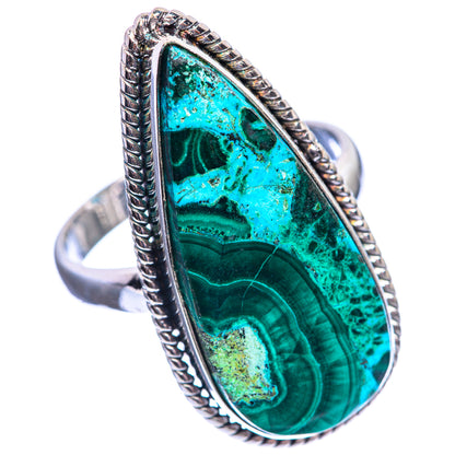 Large Malachite In Chrysocolla 925 Sterling Silver Ring Size 10