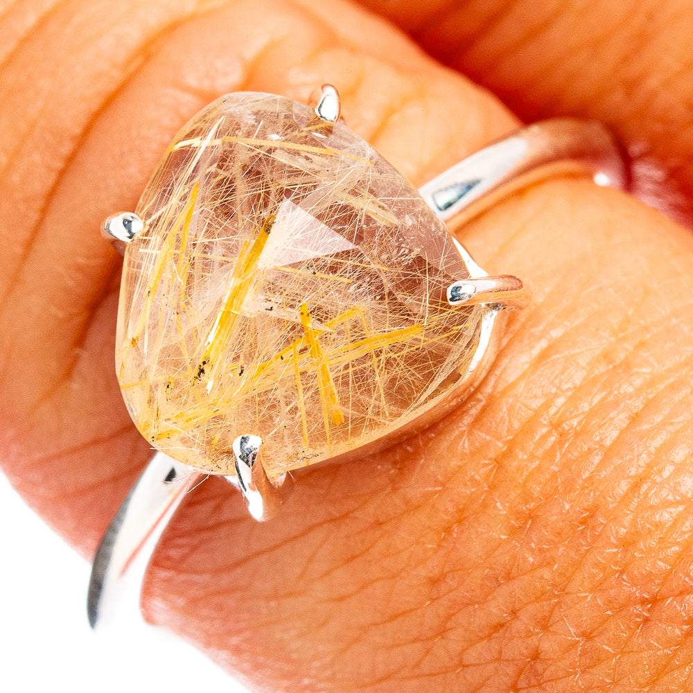 Faceted Rutilated Quartz Ring Size 9 (.925 Sterling Silver)