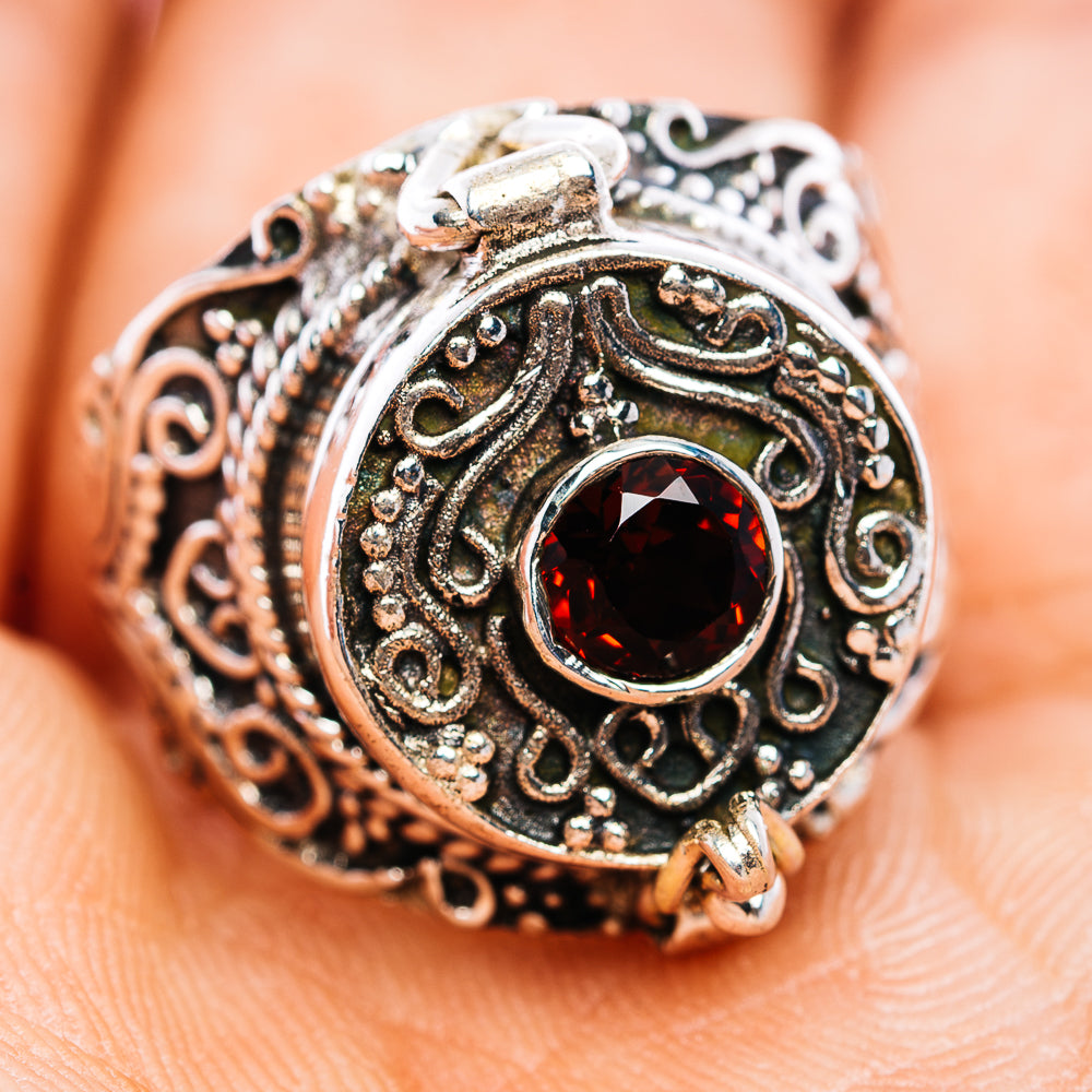 Garnet Poison Ring Size 7 (.925 Sterling Silver)