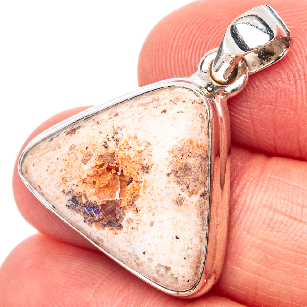 Rare Mexican Fire Opal Pendant 1 1/8" (.925 Sterling Silver)
