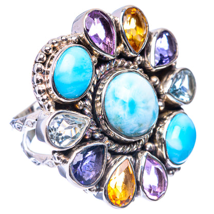 Signature Larimar, Blue Topaz, Tanzanite, Citrine, Amethyst Ring Size 8 (925 Sterling Silver) R141727