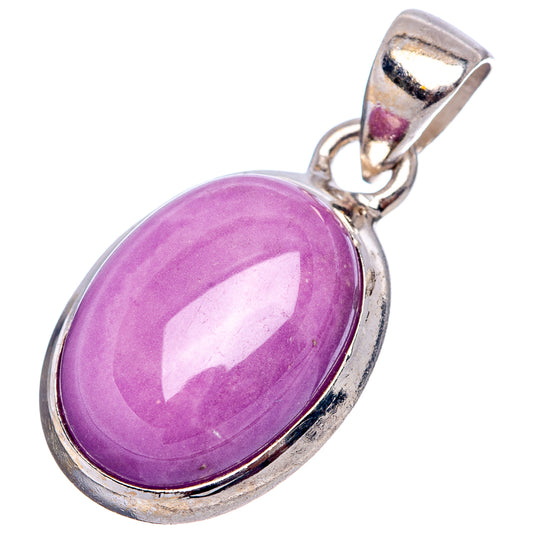 Sterling silver phosphosiderite pendant with oval purple gemstone and top loop bail