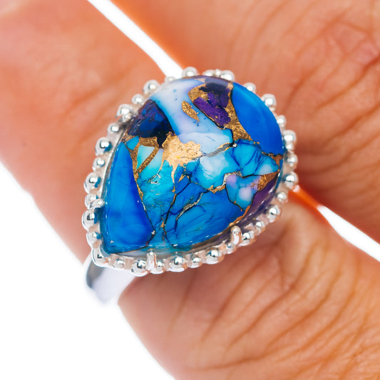Exclusive Violet Blue Dahlia Mohave Turquoise Ring Size 7 (.925 Sterling Silver)