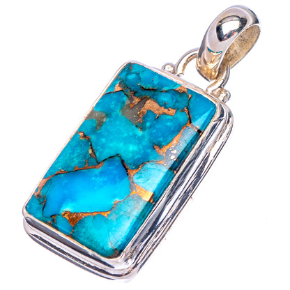Ice Blue Dahlia Mohave Turquoise Pendant 1 3/8" (.925 Sterling Silver)