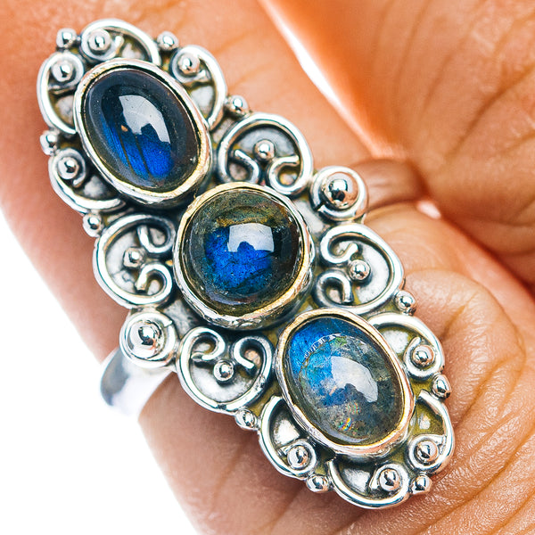 Labradorite Boho Ring Size 6.5 (.925 Sterling Silver)