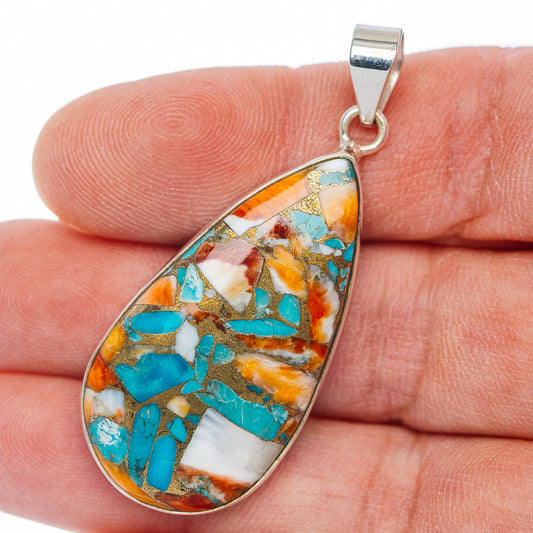Premium Spiny Oyster Turquoise Pendant 2" (.925 Sterling Silver)