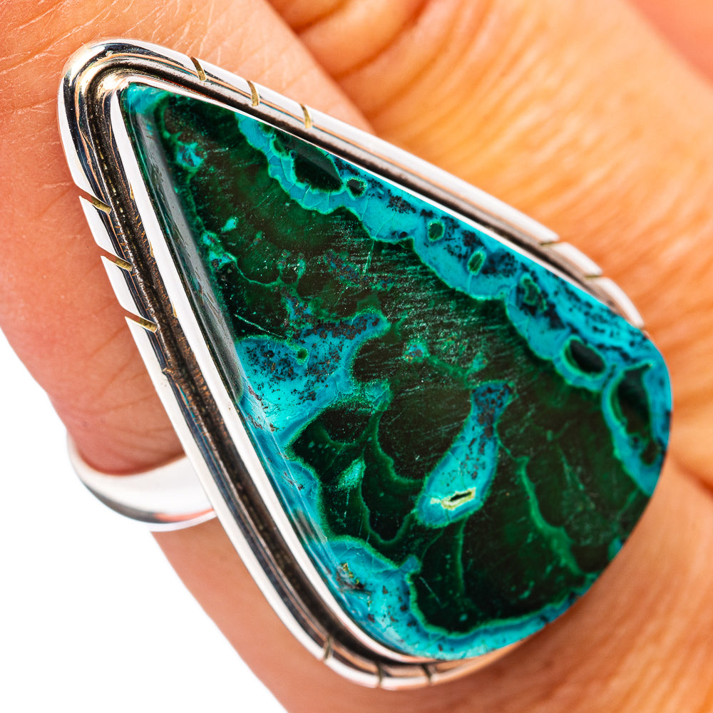 Premium Azurite Malachite Ring Size 7.75 (.925 Sterling Silver)