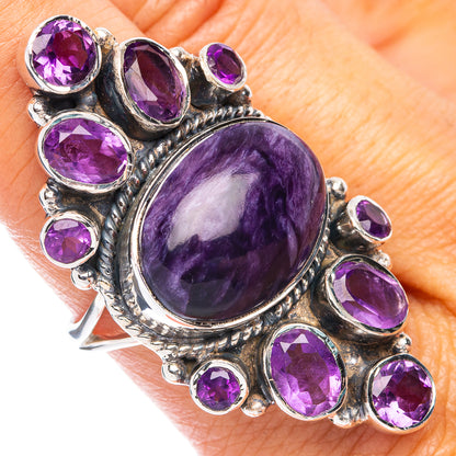 Signature Charoite, Amethyst Ring Size 9 (925 Sterling Silver) R7600