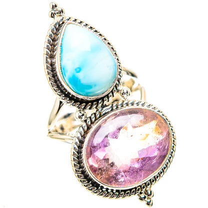 Large Faceted Ametrine, Larimar Ring Size 8 (925 Sterling Silver) RING139112