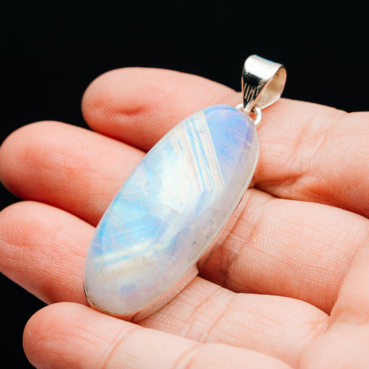 Premium Rainbow Moonstone Pendant 2 1/8" (.925 Sterling Silver)