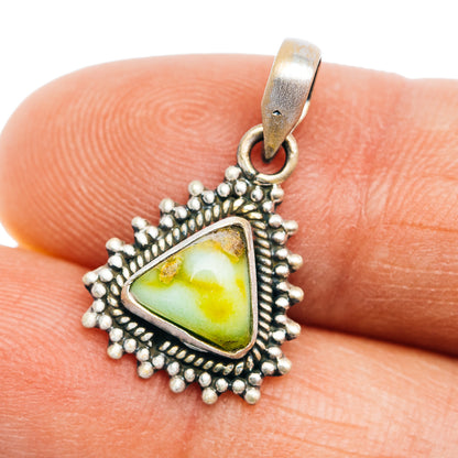 Southwestern Style Palomino Turquoise Pendant 7/8" (.925 Sterling Silver)